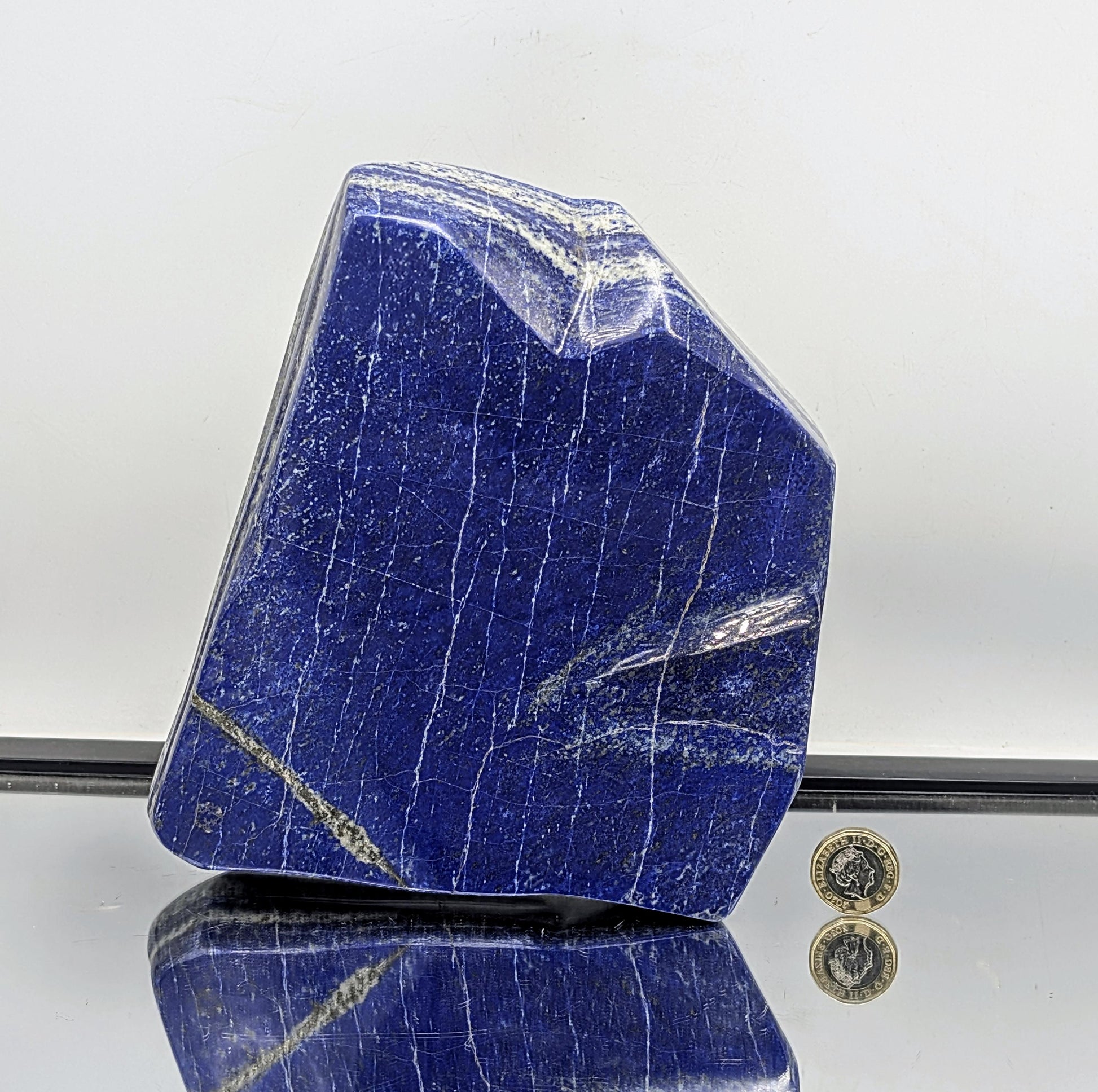Natural Lapis Lazuli crystal accented with golden Pyrite.