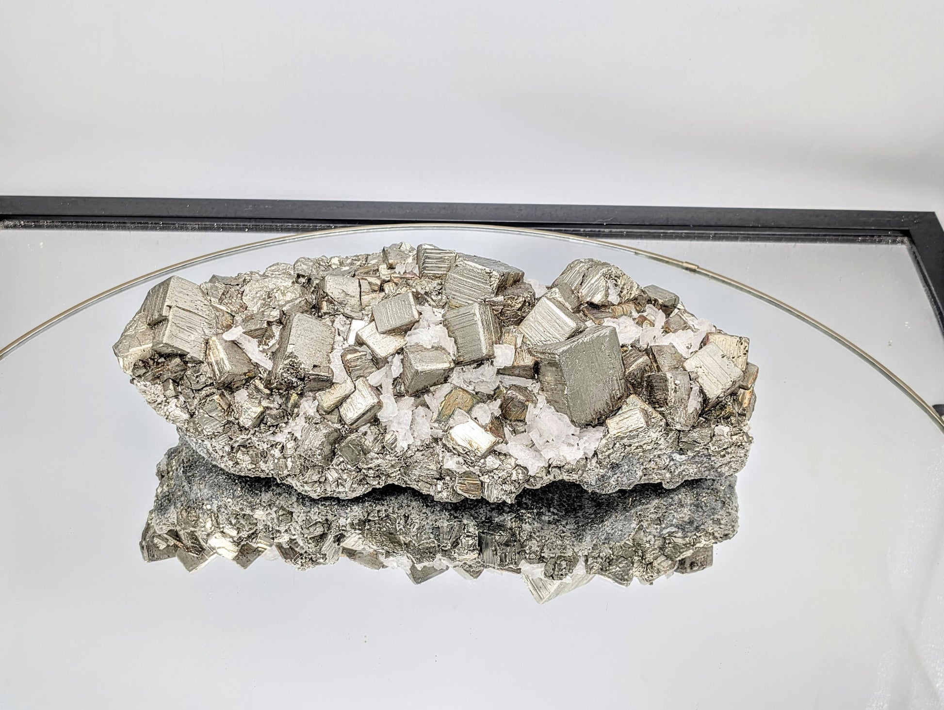 Natural large Pyrite cluster with sparkling metallic luster.