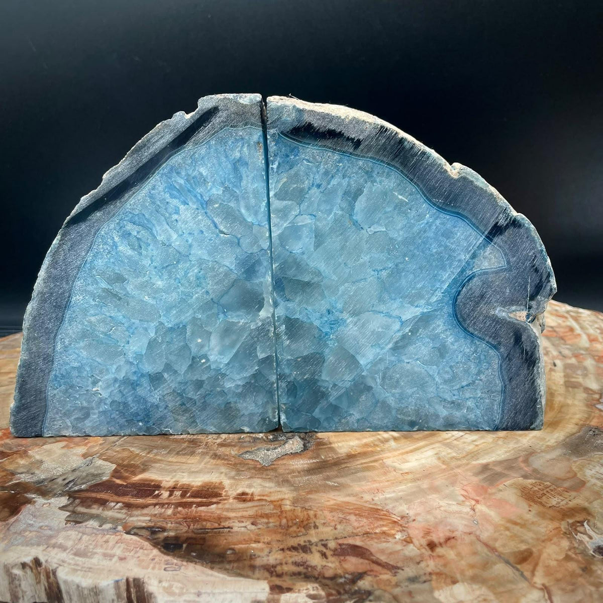Natural mineral bookend pair