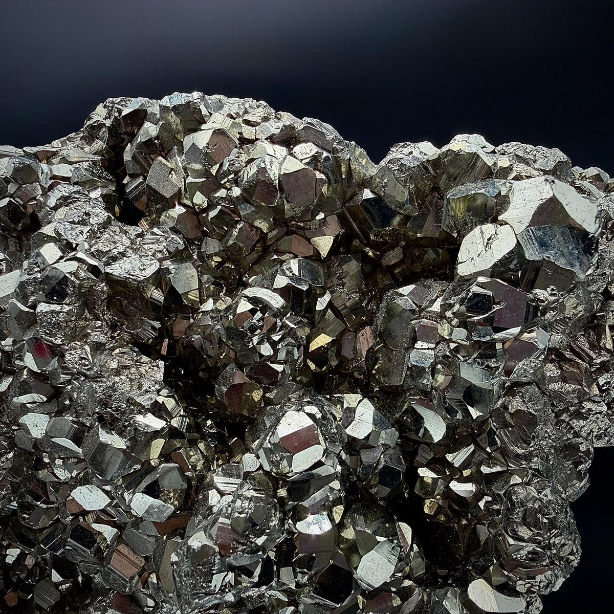 Natural Peruvian Pyrite crystal cluster in large specimen size.