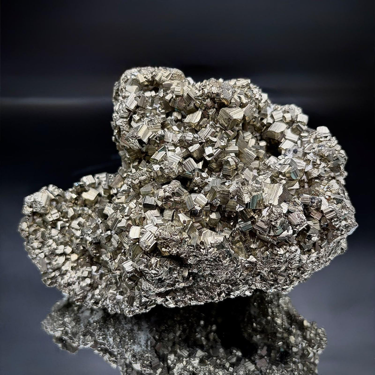 Natural Peruvian Pyrite mineral specimen featuring distinctive metallic crystal formations and individual geological character.