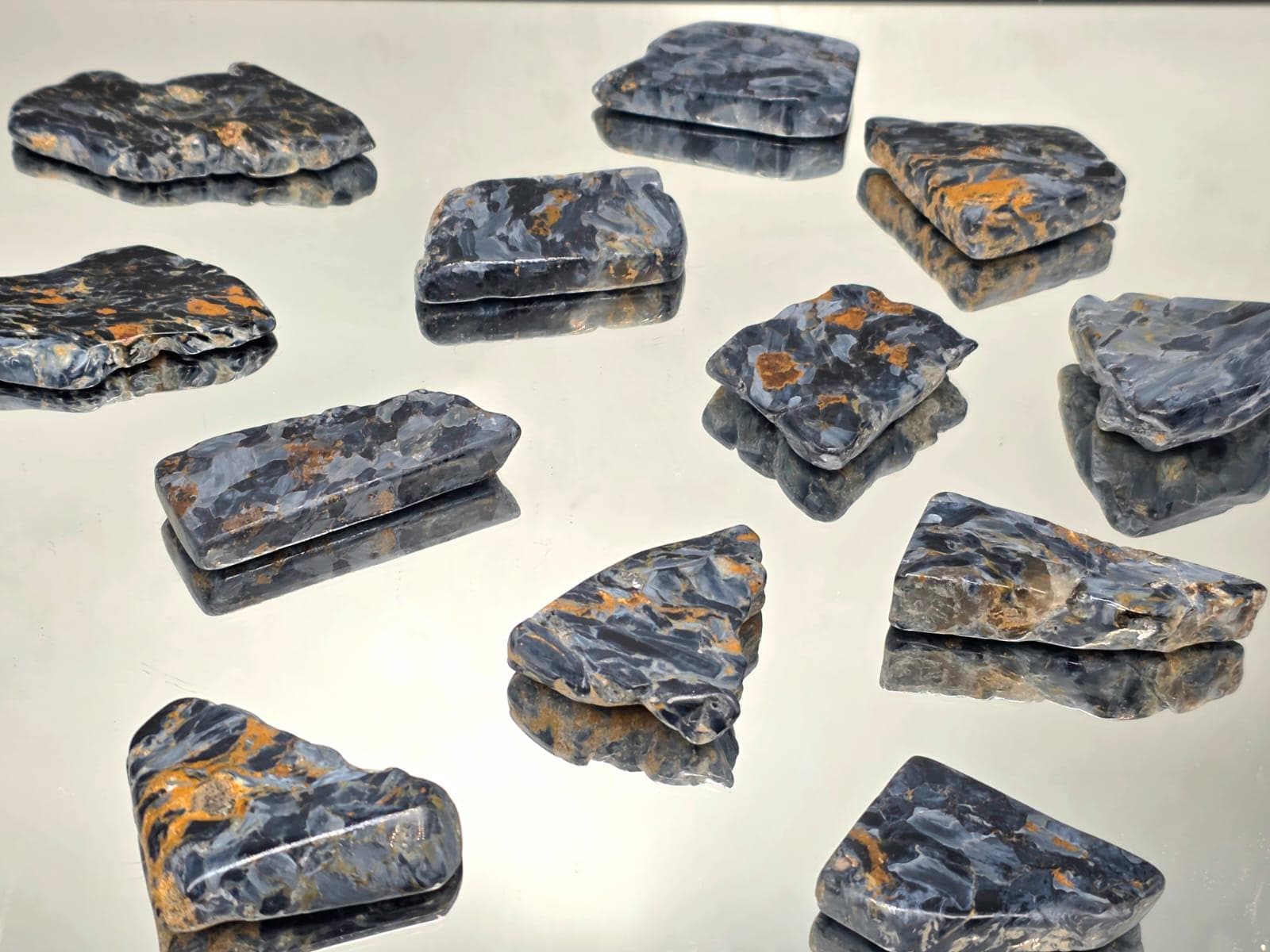 Natural polished Pietersite slice with chatoyancy