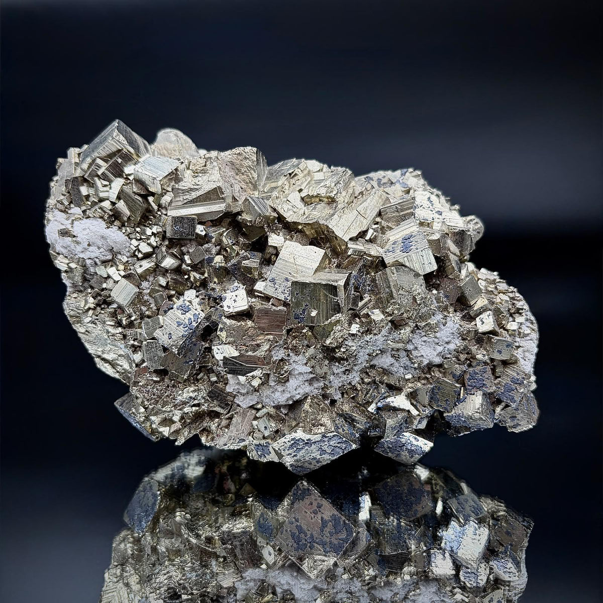 Large natural Pyrite crystal specimen from Peru, high-grade mineral cluster.