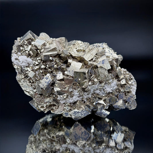 Large natural Pyrite crystal specimen from Peru, high-grade mineral cluster.