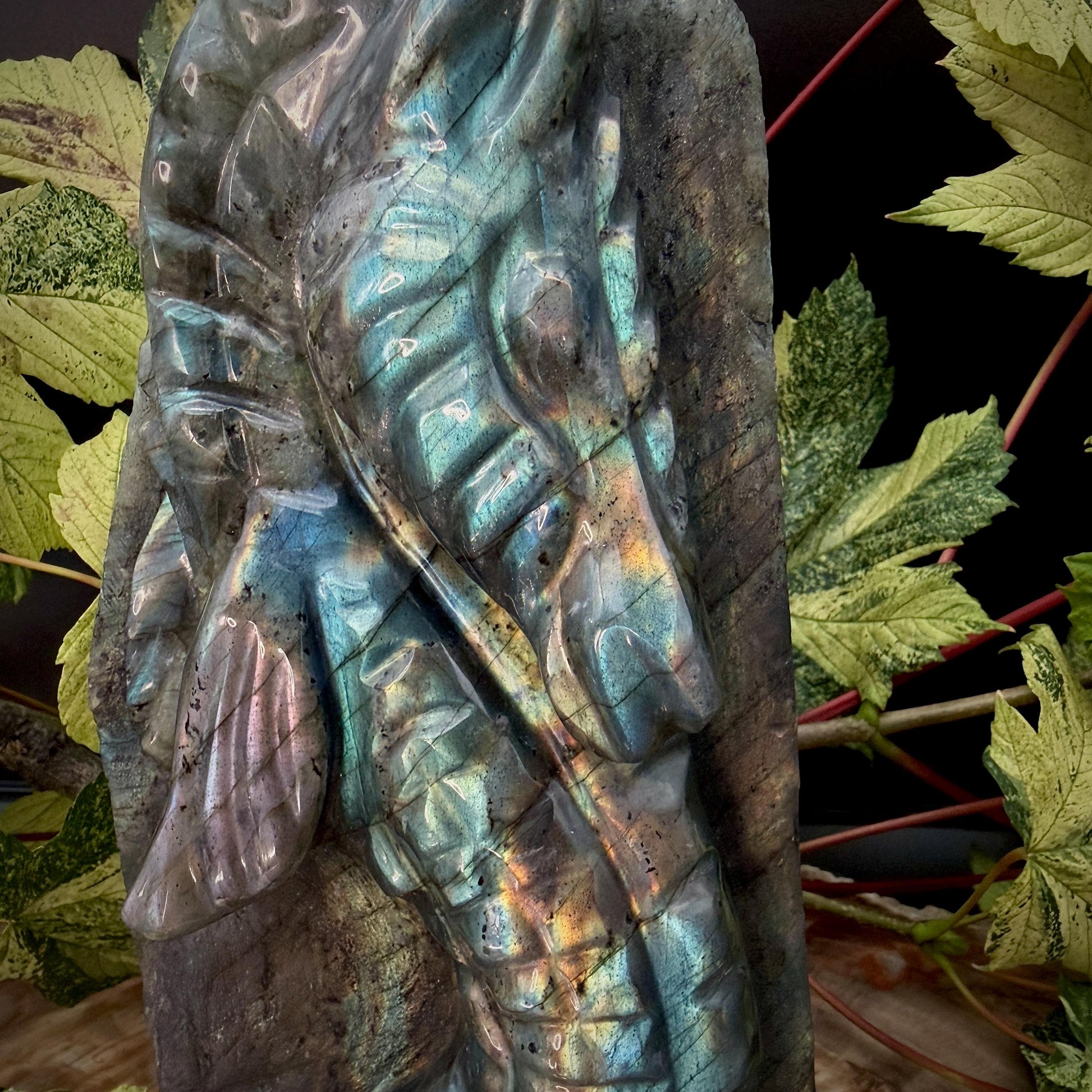 Polished natural stone seahorse sculpture