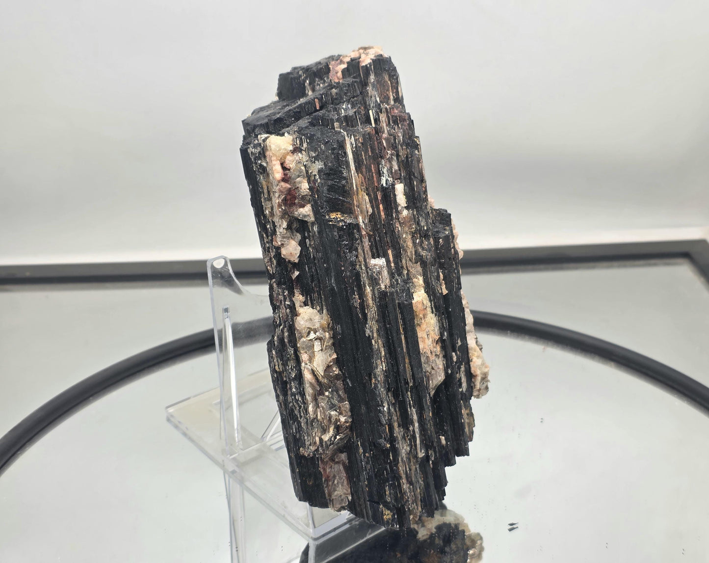 Authentic black tourmaline with shimmering mica accents.