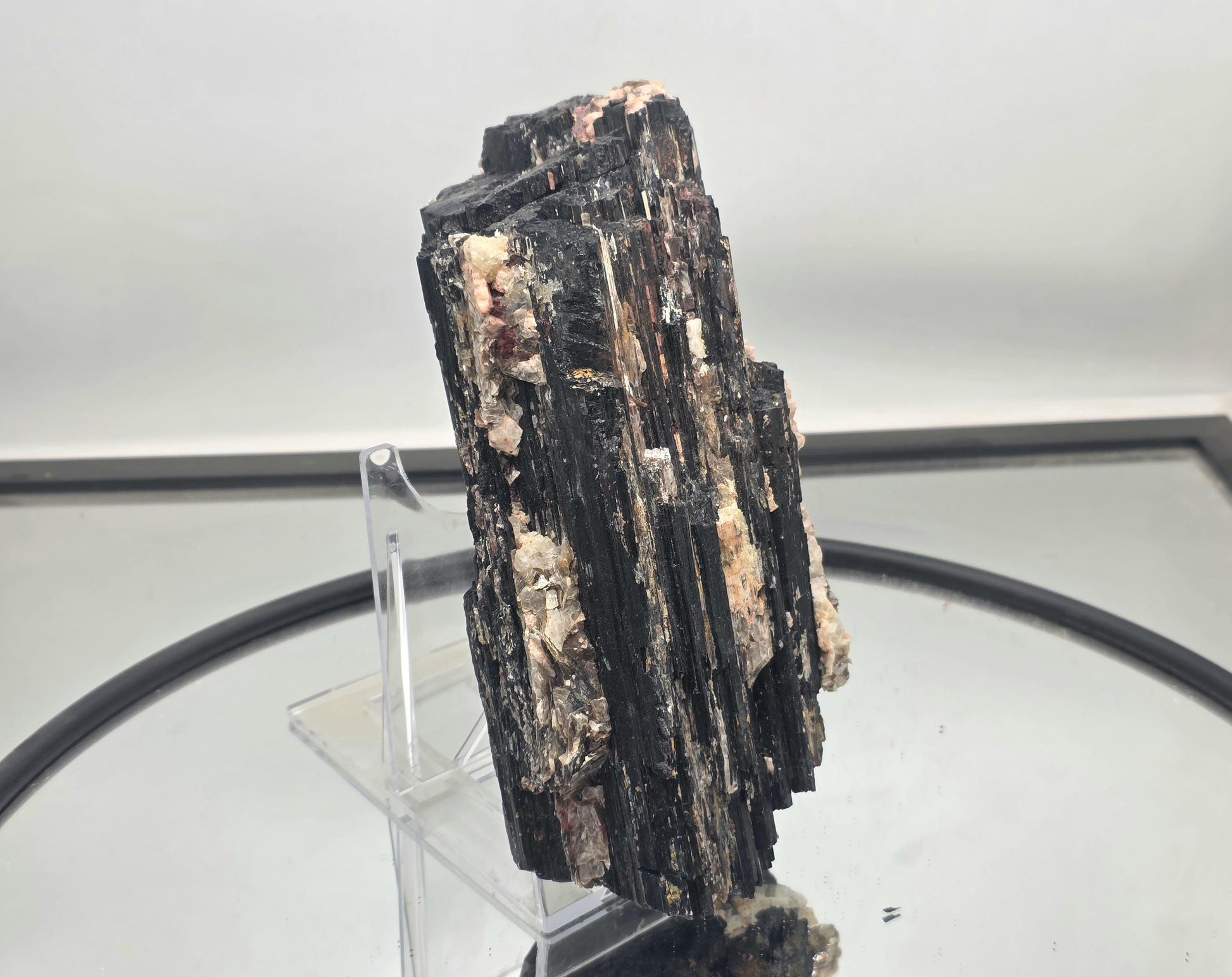 Authentic black tourmaline with shimmering mica accents.