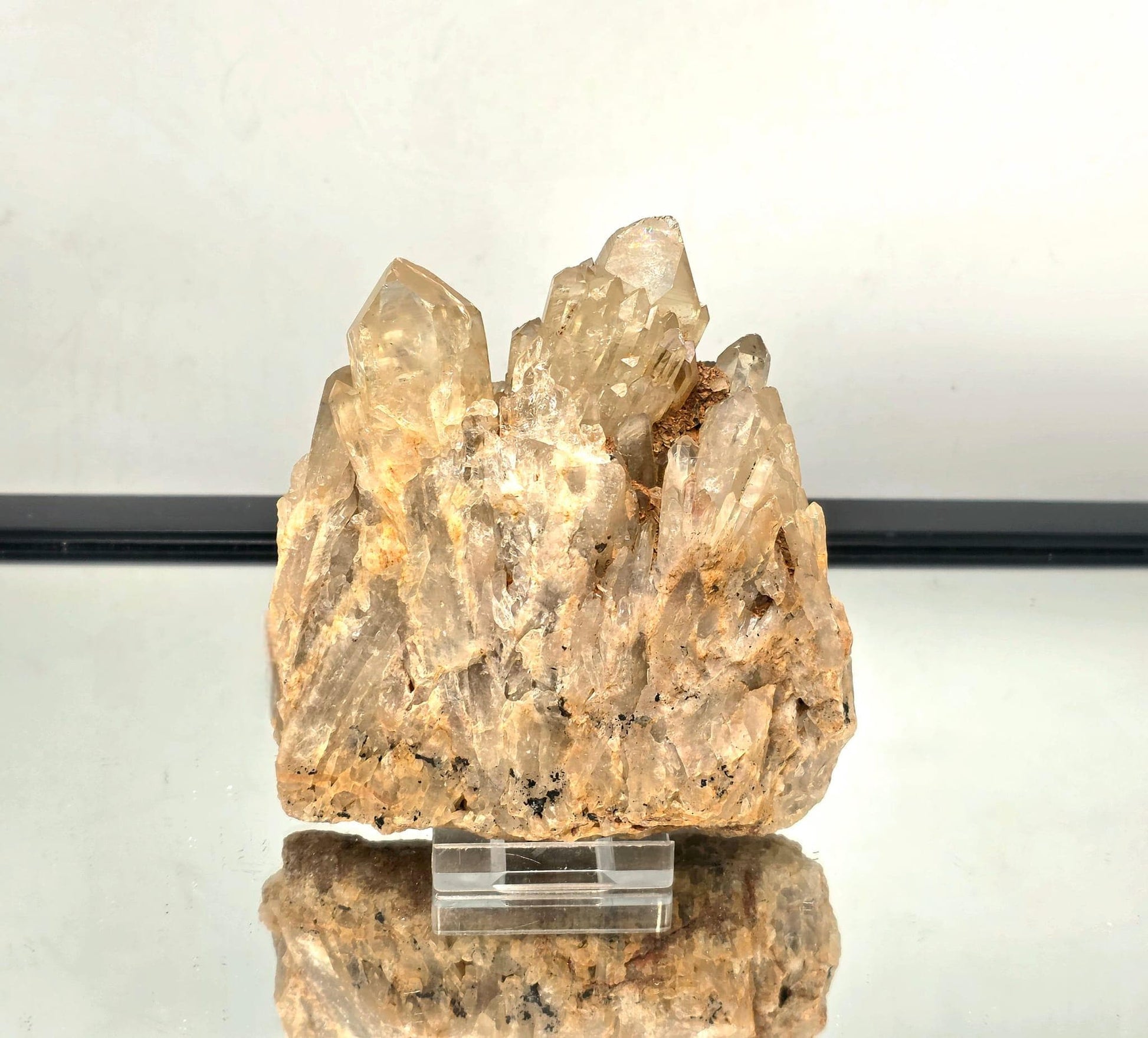 high quality natural citrine crystal on display stand