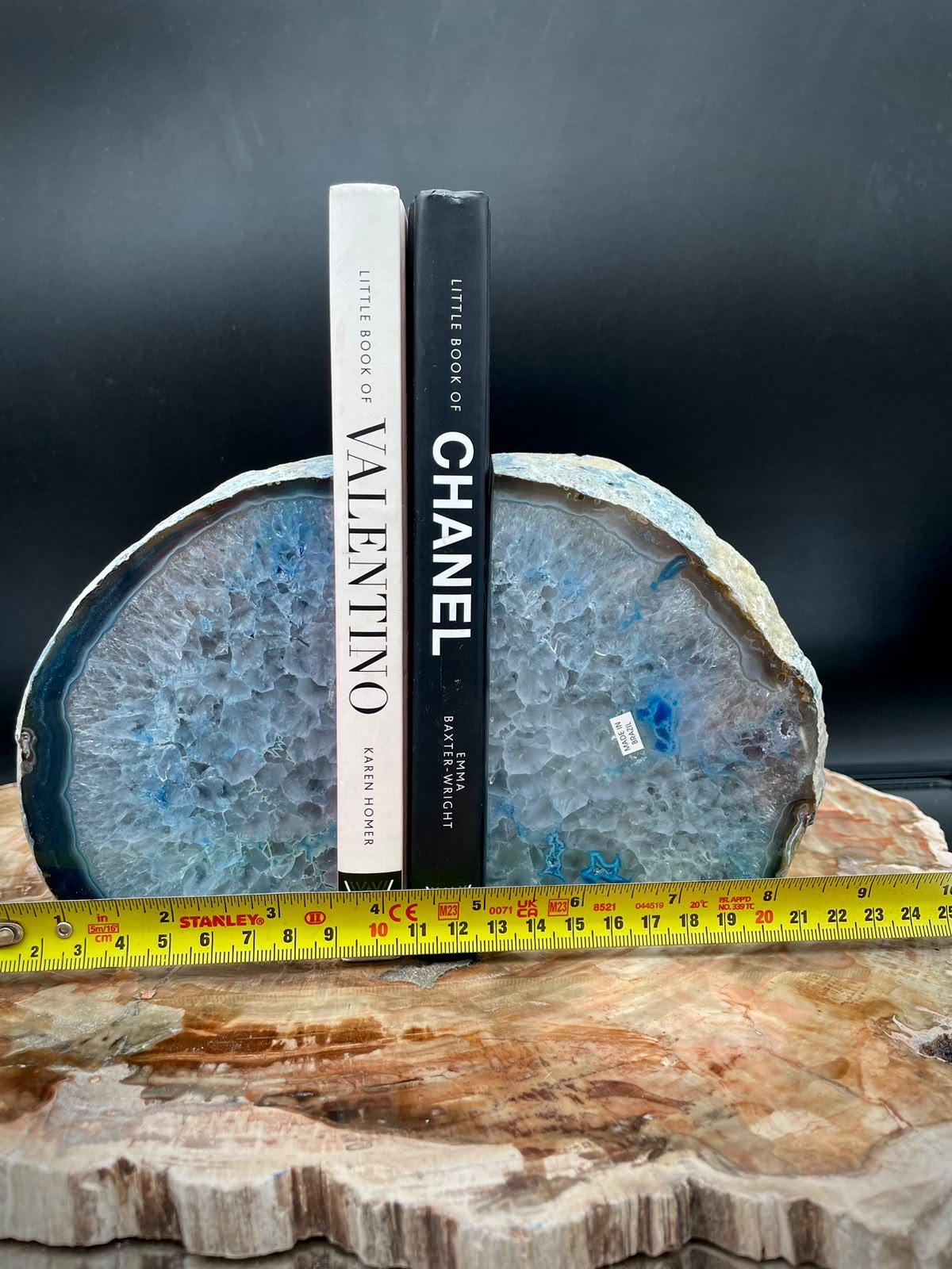 One of a kind Blue Agate bookend pair
