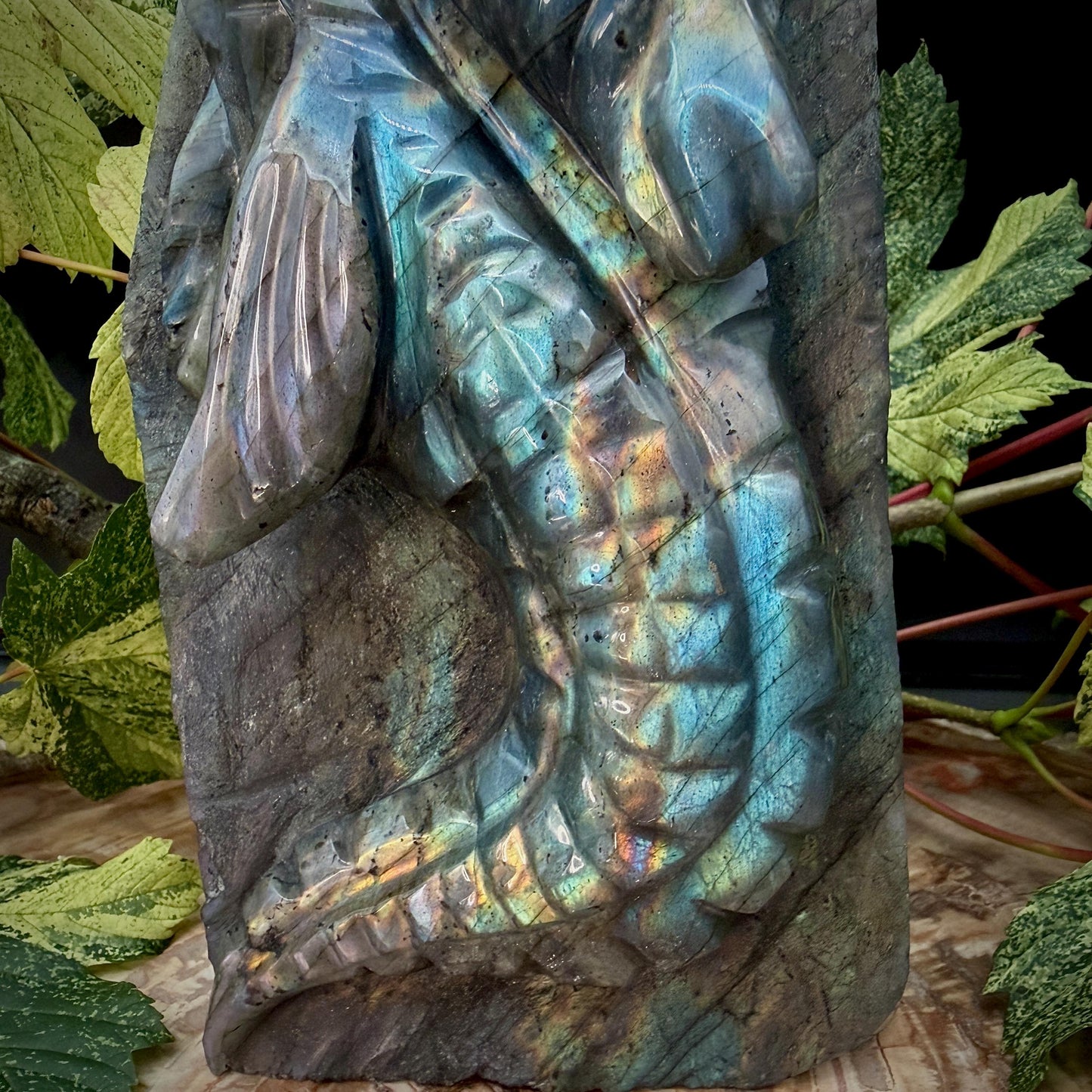One-of-a-kind Madagascan Labradorite seahorse