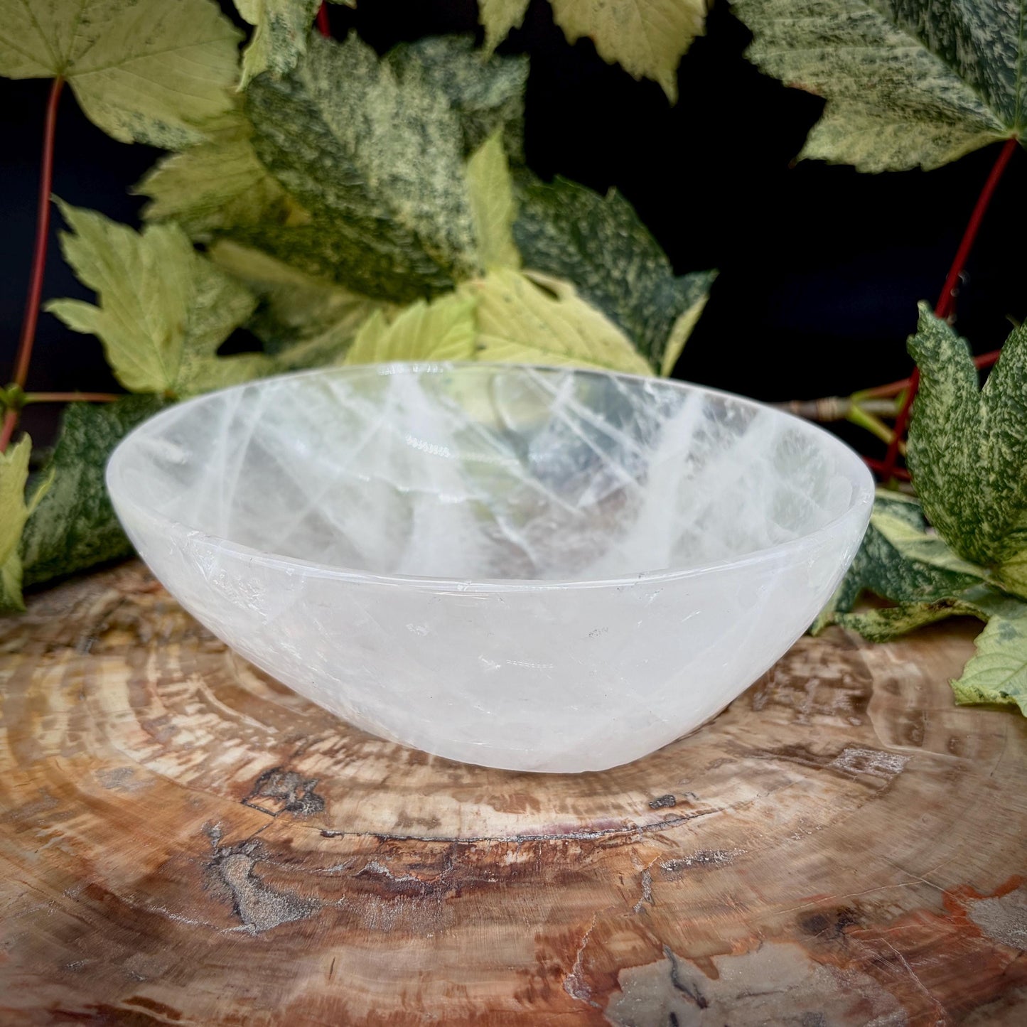 One-of-a-kind natural Clear Quartz crystal bowl