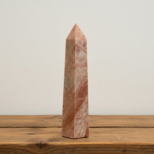 orange moonstone polished tower crystal Madagascar