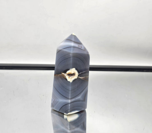 Orca Agate tower as a modern crystal decor accent.