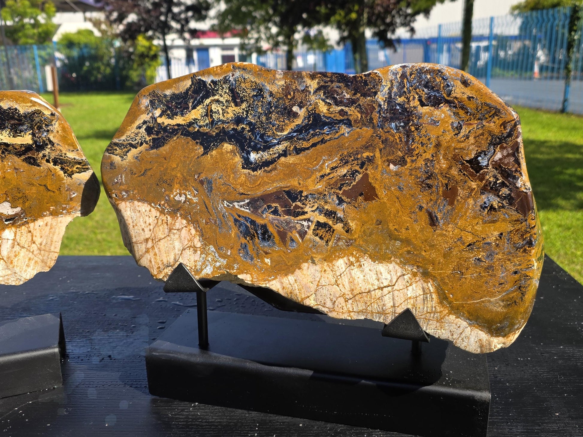Natural unpolished back of the Pietersite crystal pair showing authentic mineral formation.