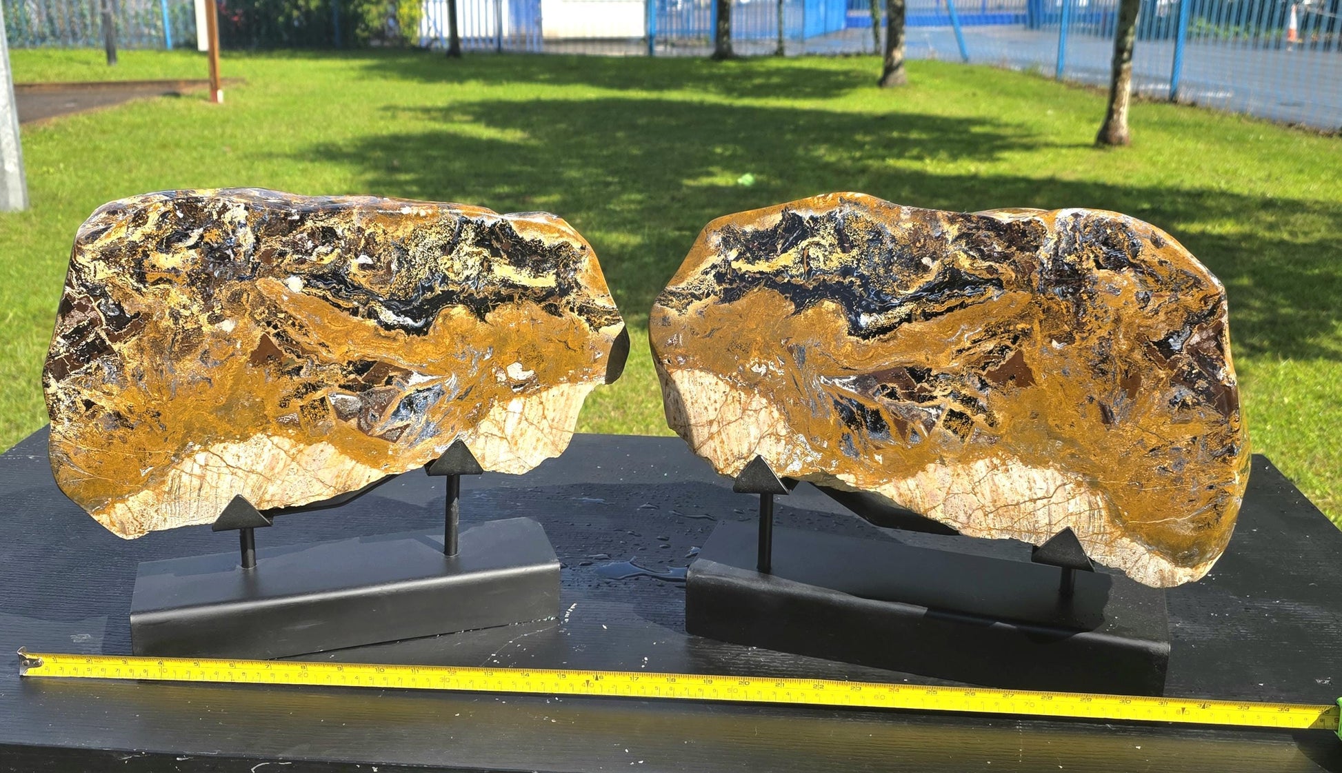 Elegant Pietersite crystal display showcasing the stunning chatoyancy and craftsmanship.