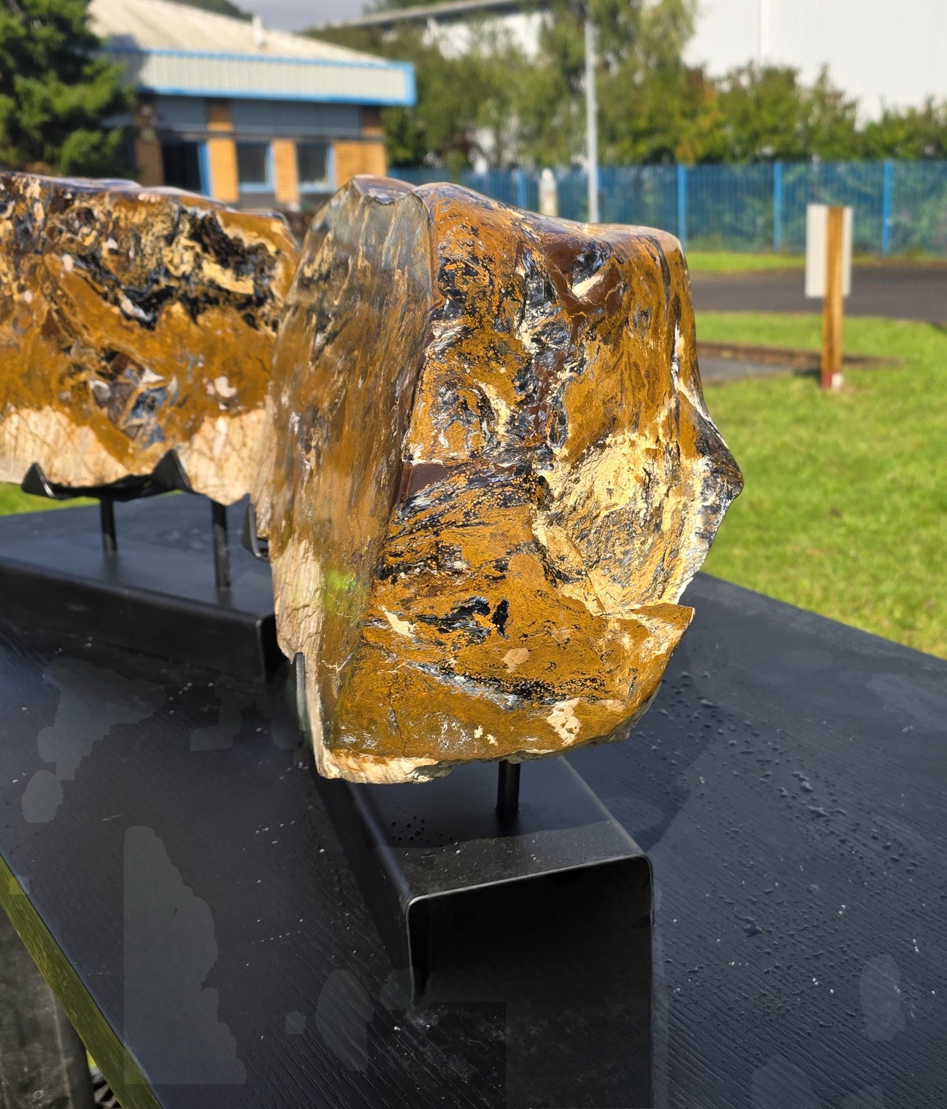 Close-up of polished Pietersite crystal surface revealing deep natural colour and texture.