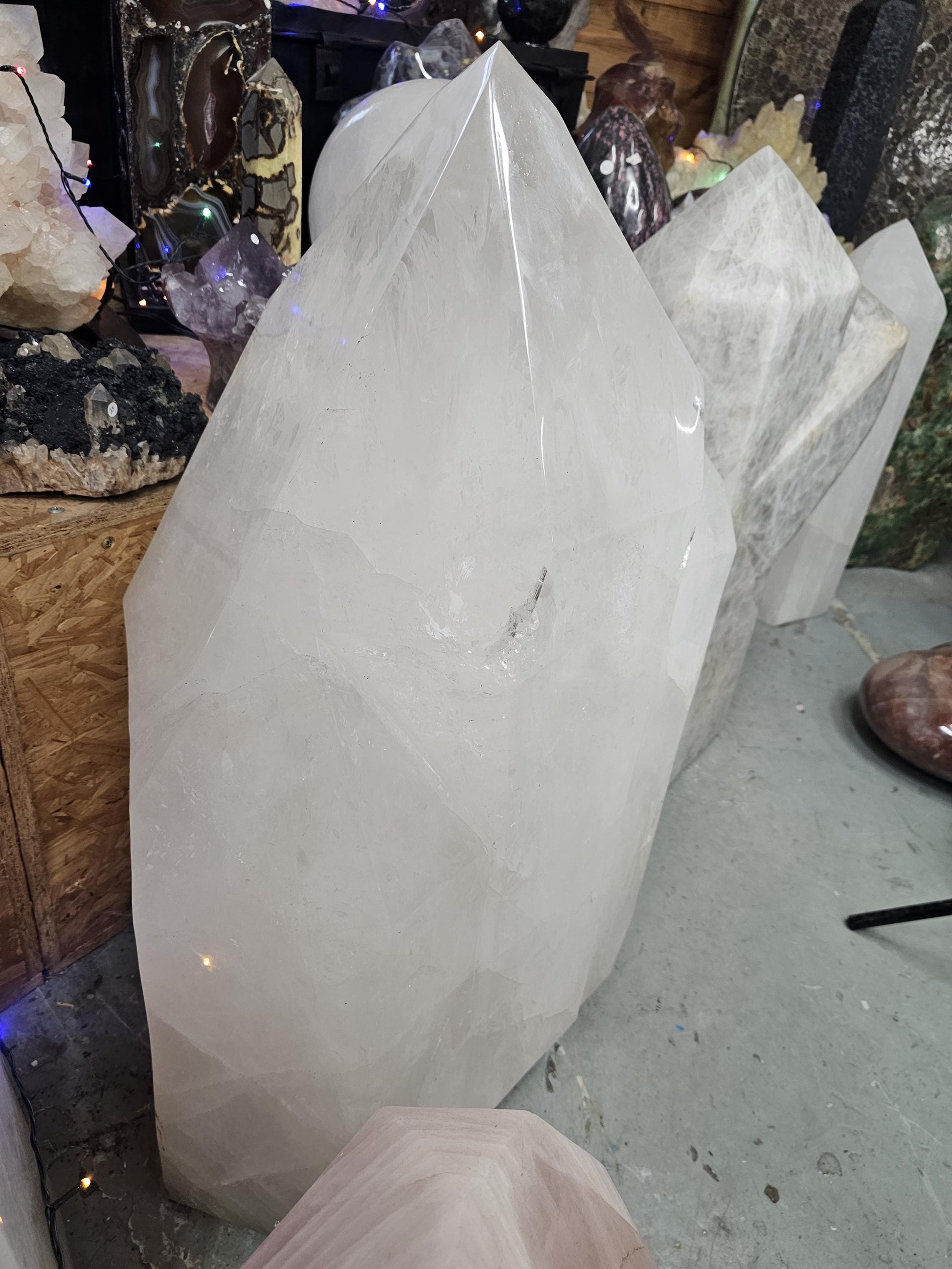 Polished Quartz Crystal for interiors, luxury spa and spiritual spaces - large crystal shop.