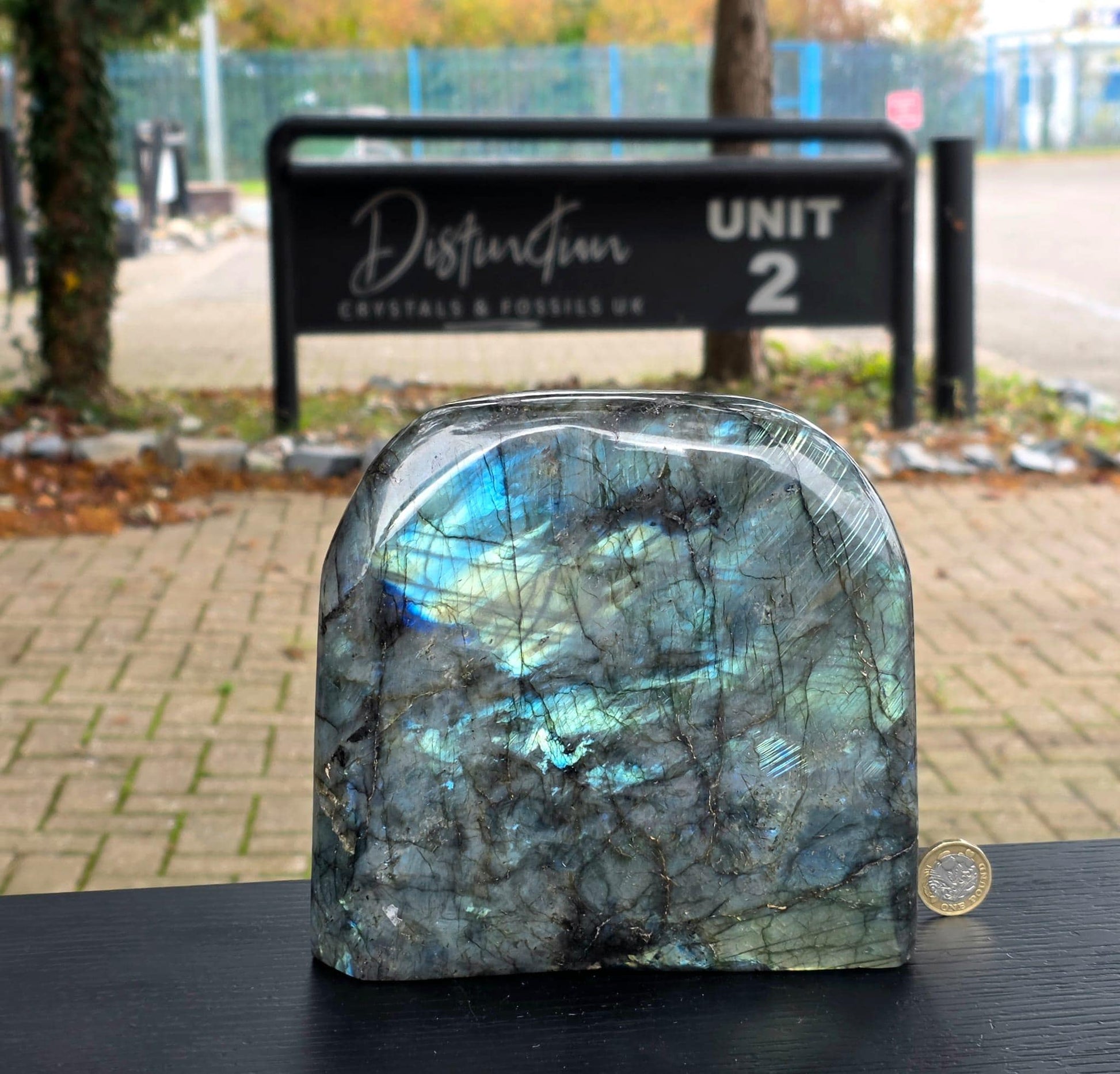 Highly polished labradorite crystal.