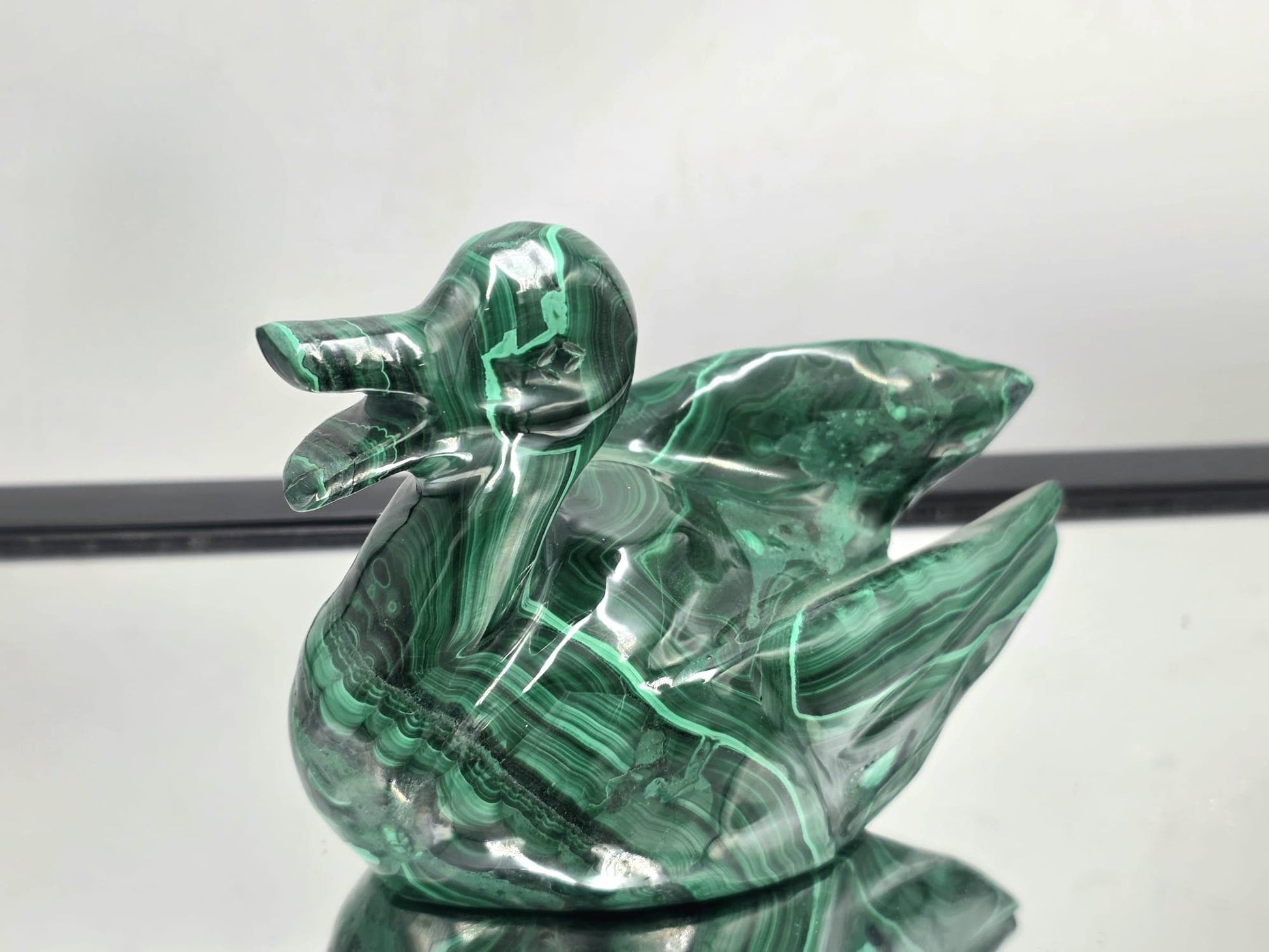High-quality malachite duck ornament for gifting