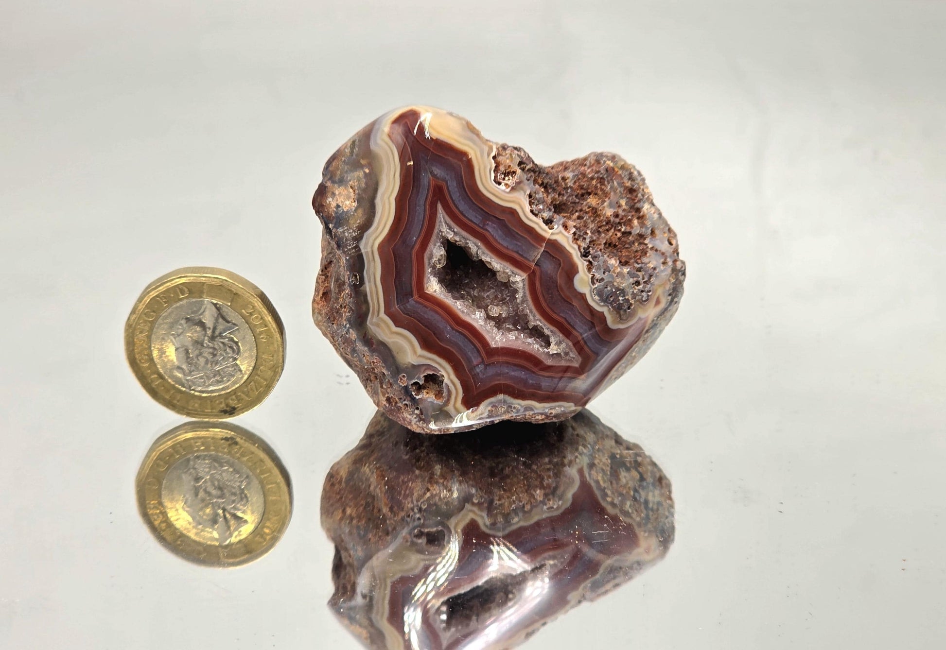 Polished Malawi Agate banded geode.
