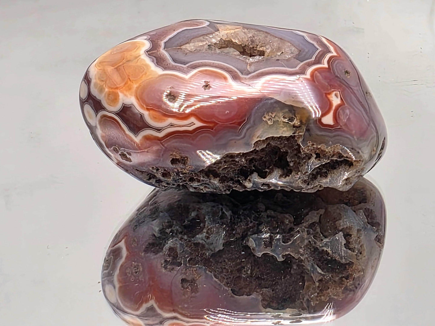 Polished Malawi Agate collector display geode.
