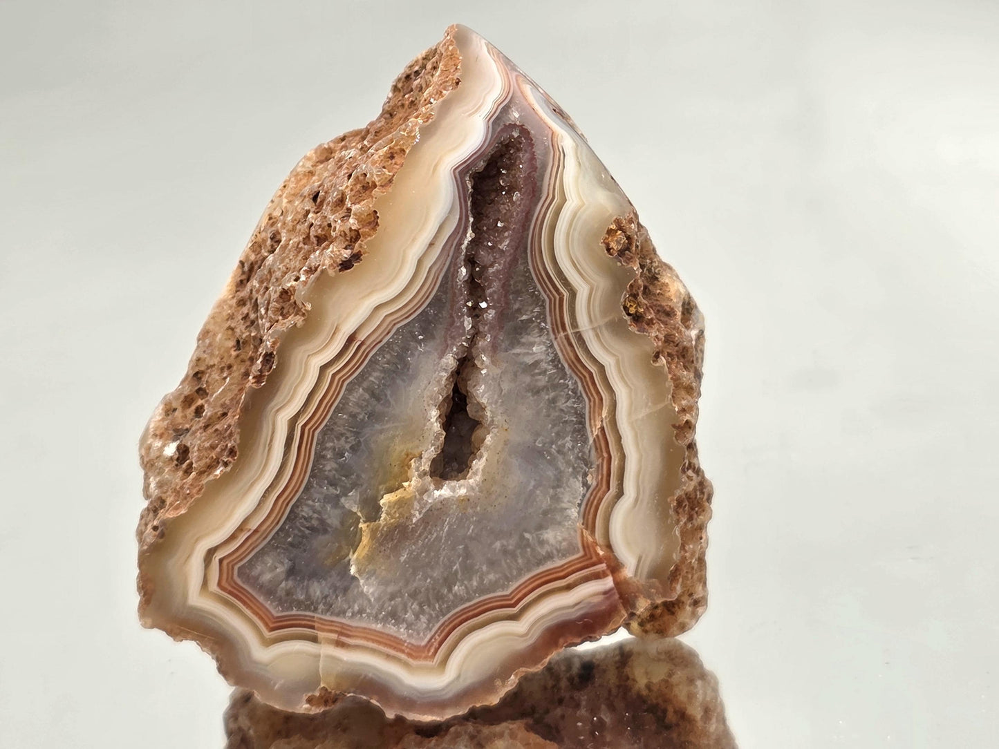 Polished Malawi Agate rare banded geode.