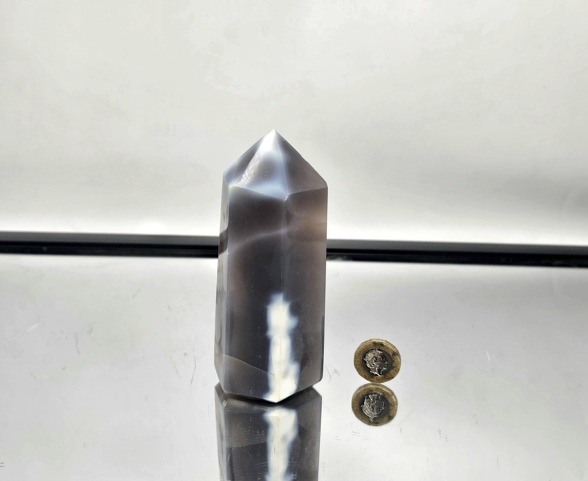 polished Orca Agate tower for energy balancing.