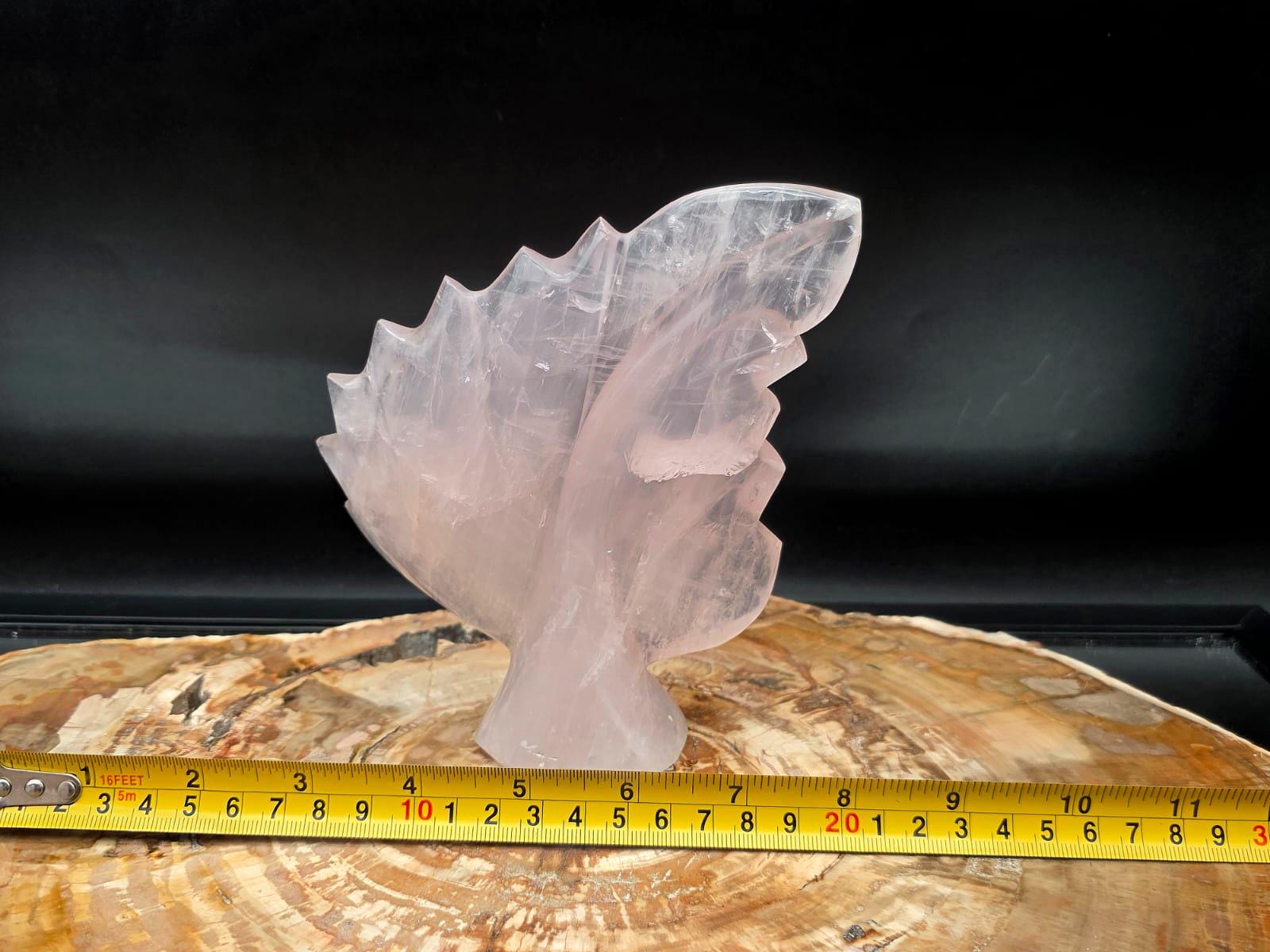 Polished Rose Quartz crystal with soft natural blush colour.