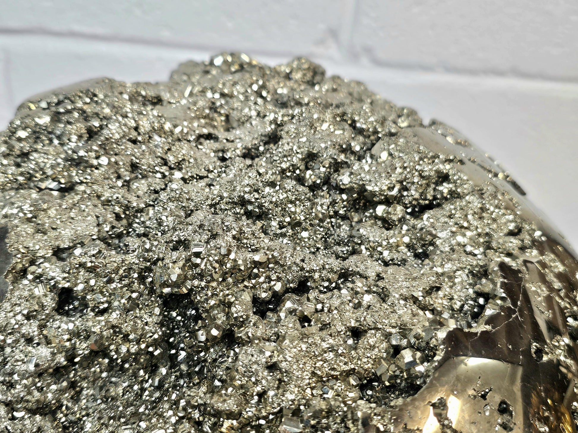 Cubic formation pyrite sphere, perfect for interior design.
