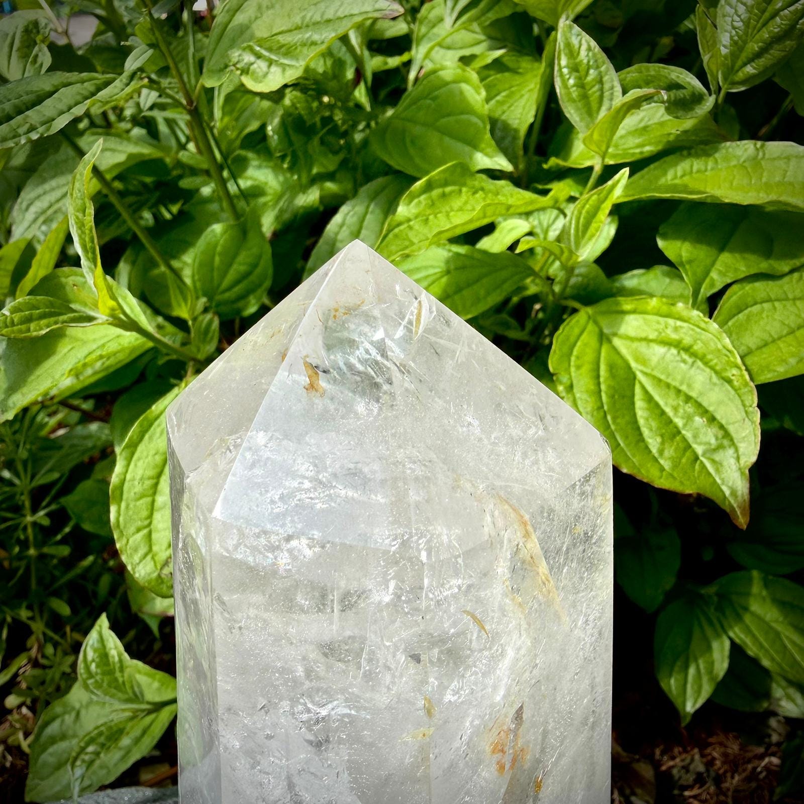 Polished quartz tower for styled interiors, modern home decor and crystal display spaces.