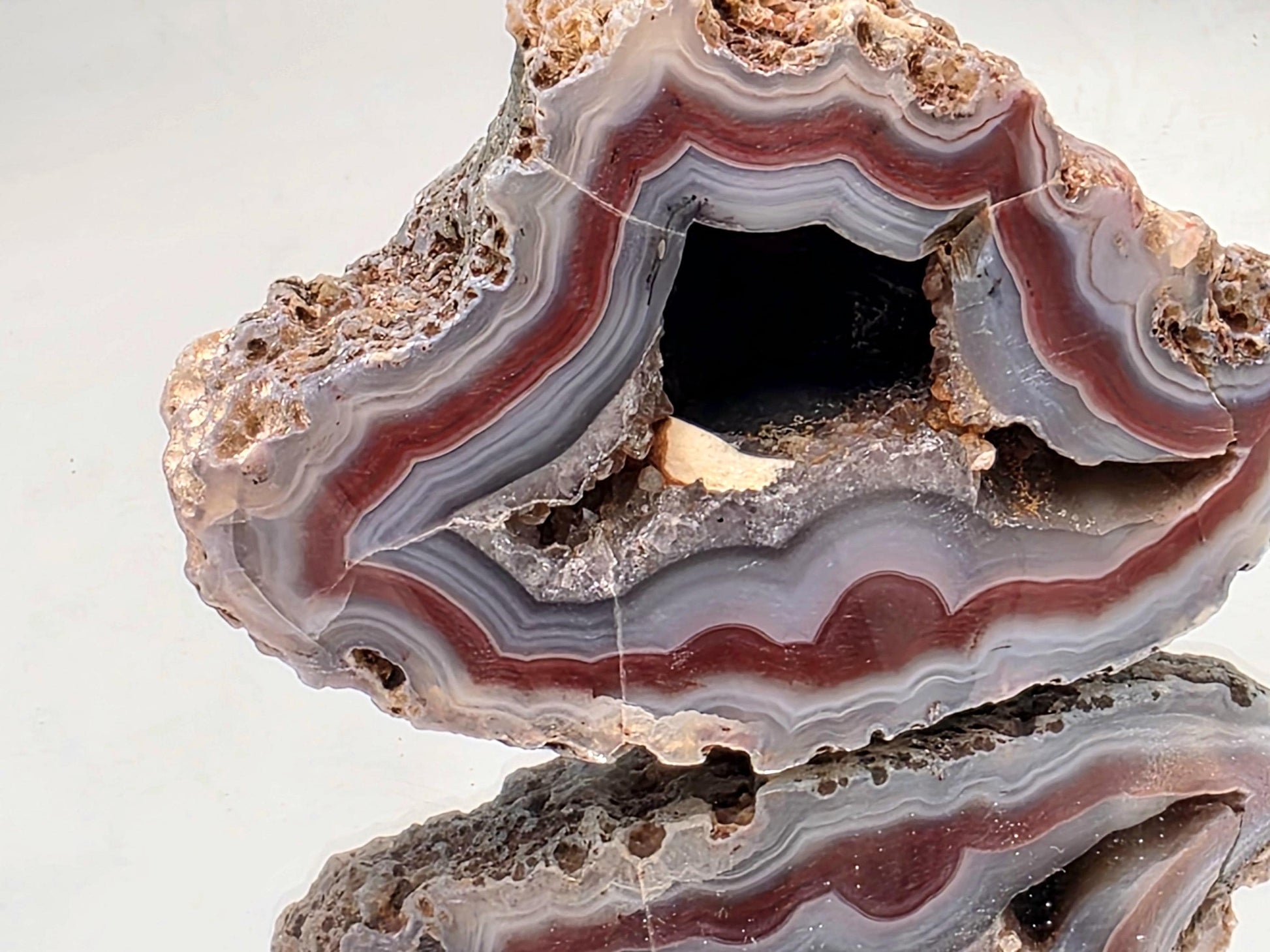 Polished rare Malawi Agate display crystal specimen.