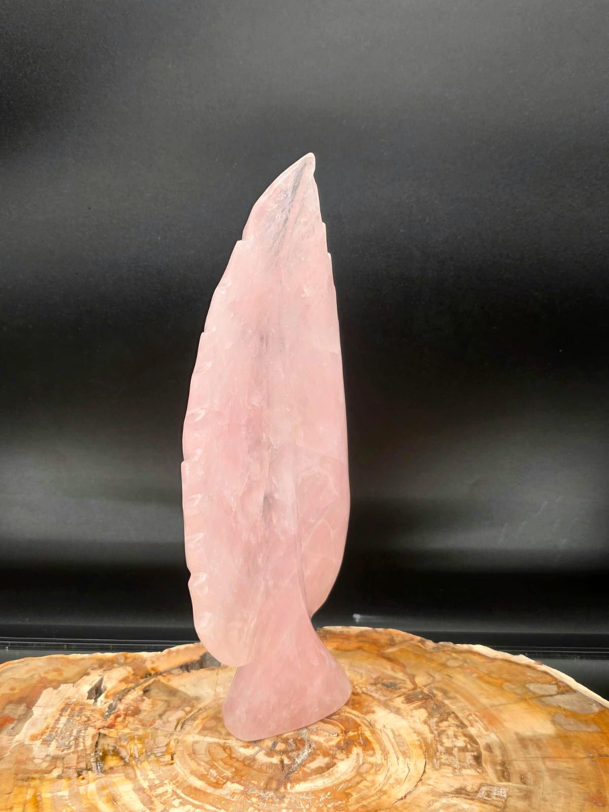 Luxury Rose Quartz botanical sculpture for the home.