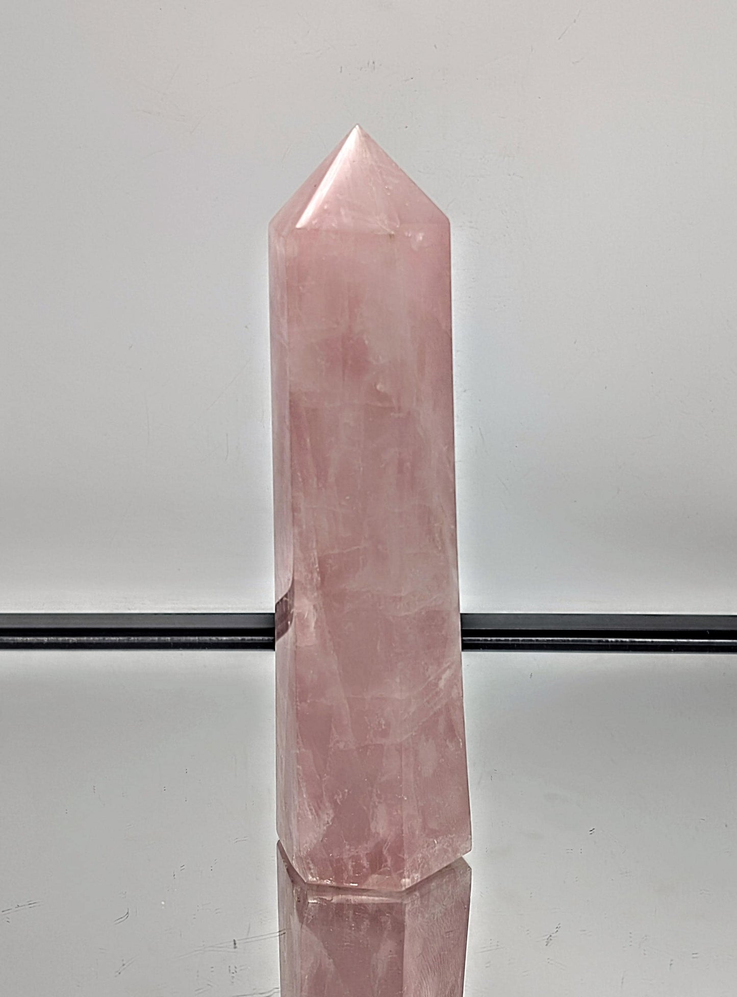 Premium large rose quartz prism, polished to perfection for home styling.
