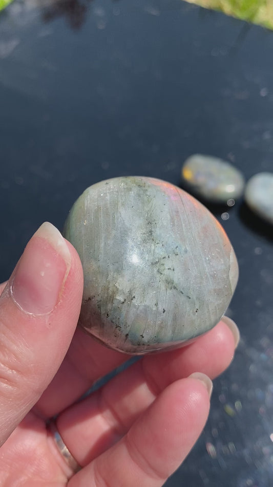 9) High Quality Purple Sunset Labradorite Crystal Palmstone Madagascar