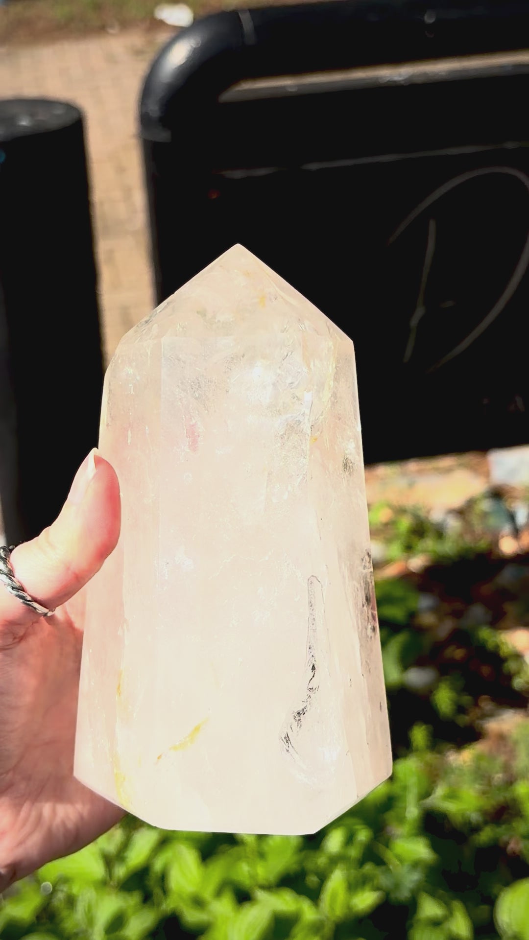 Quartz crystal tower for home display, ideal for sideboards, shelves, cabinets and desks.