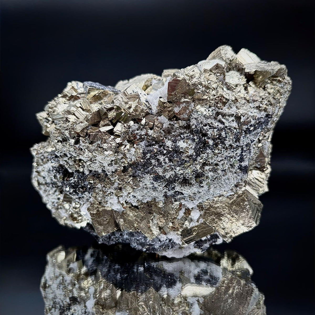 Natural Pyrite crystal cluster, a collectible iron sulphide mineral.