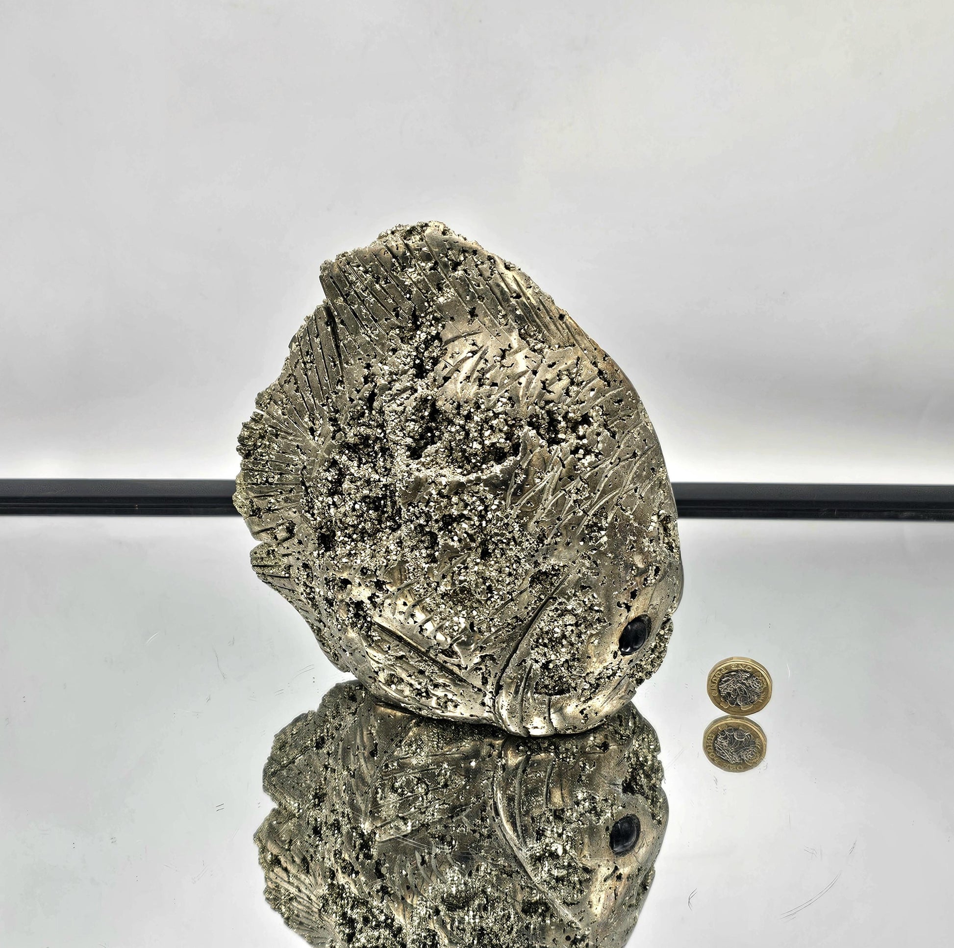 Pyrite Crystal Fish ornament metallic modern home decor