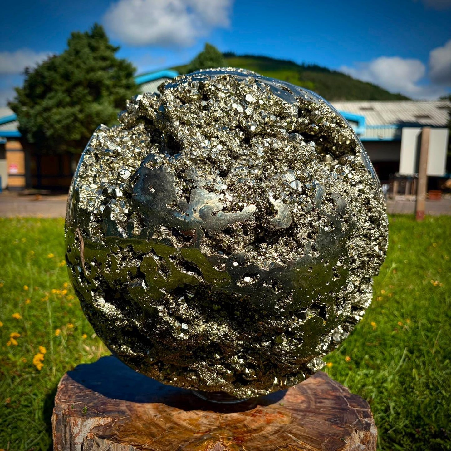 Peruvian Pyrite sphere selected for luxury interiors, statement styling and collector display.