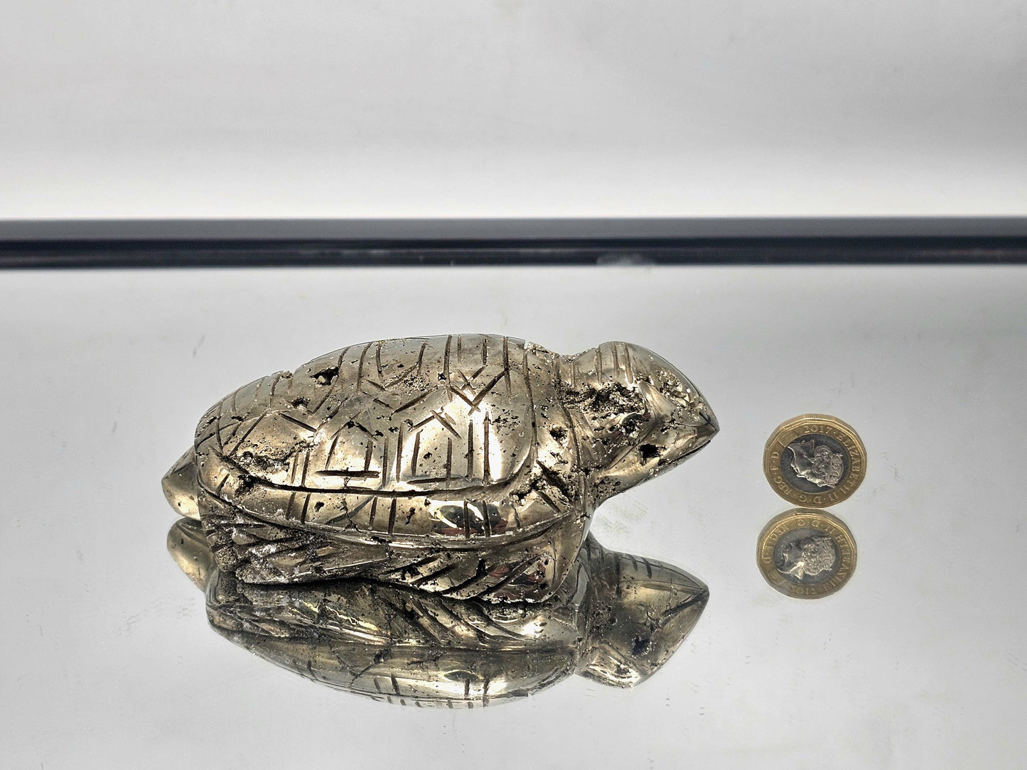 Pyrite Crystal Turtle Carving