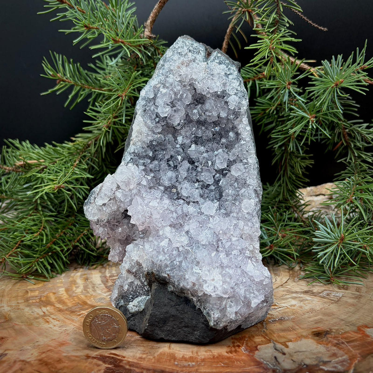 Quartz crystal geode with cut base