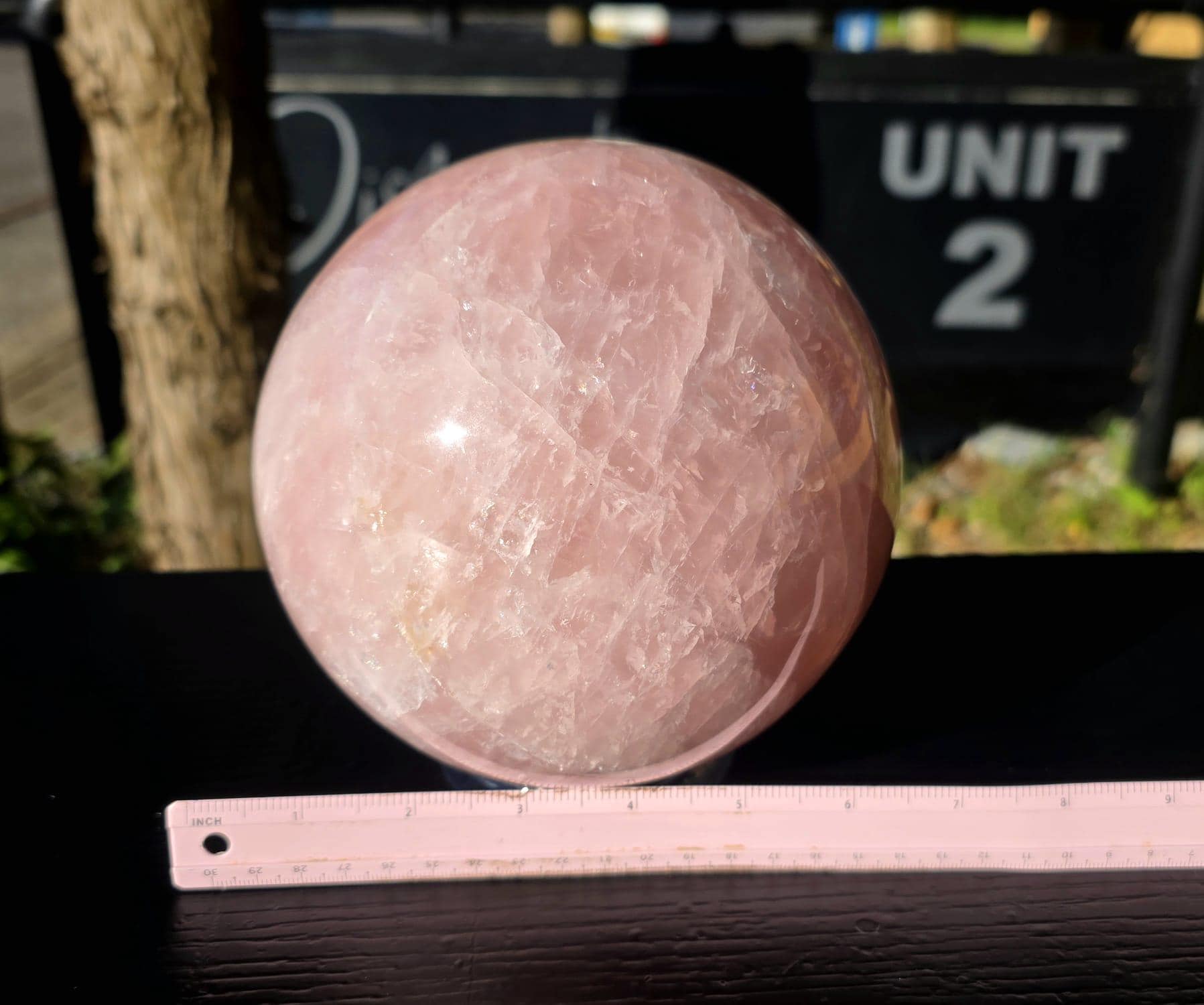 soft pink rose quartz sphere detail