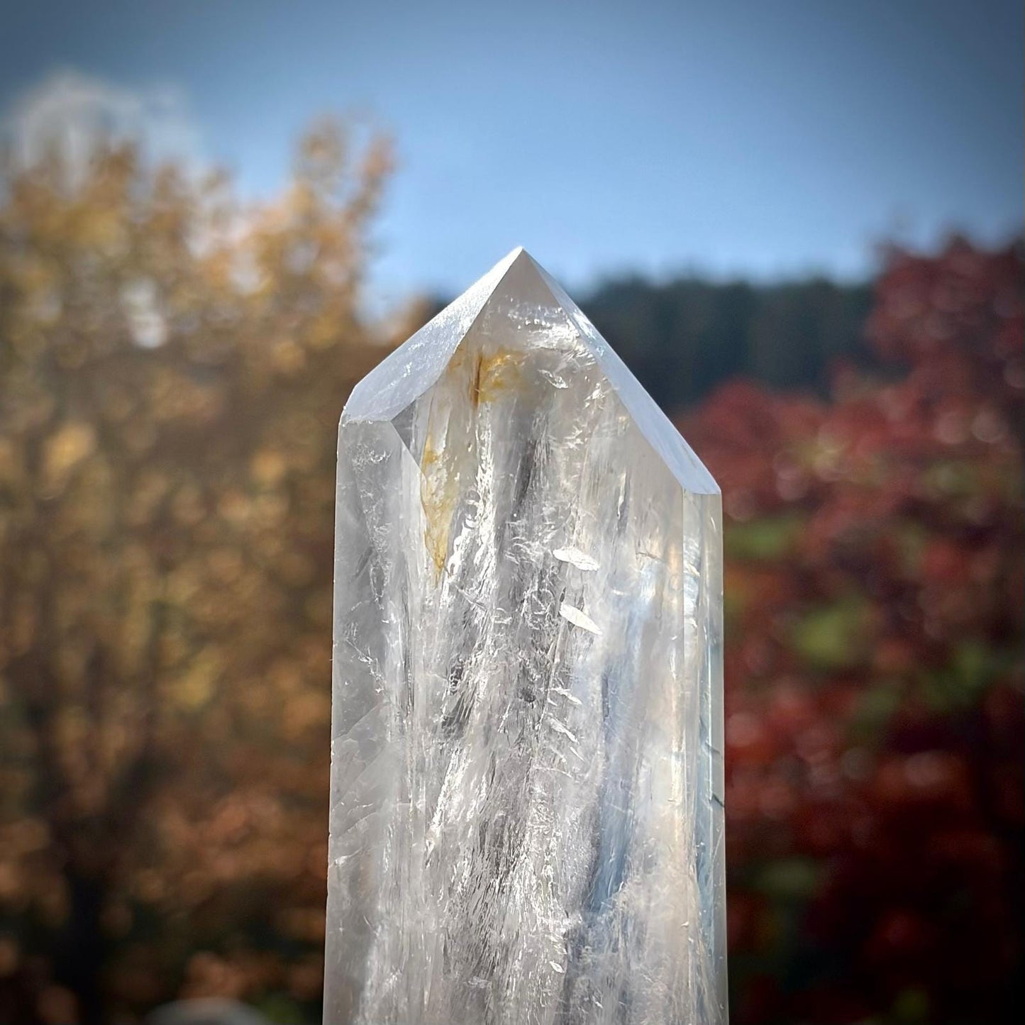 Quartz tower for natural home decor, featuring polished surfaces and organic stone character.