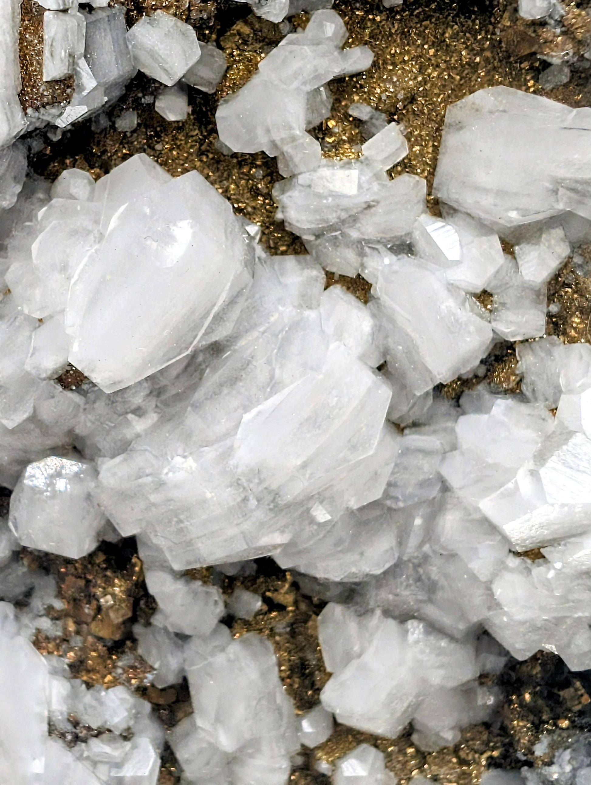 Stunning rare calcite and chalcopyrite on fluorite specimen