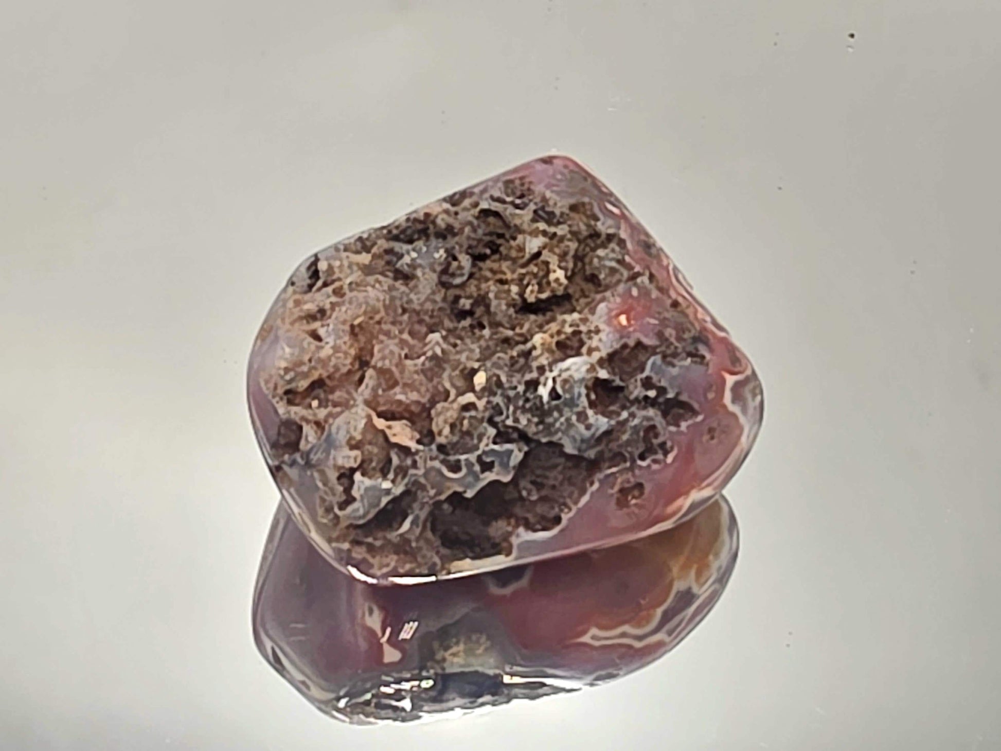 Rare Malawi Agate polished display geode.