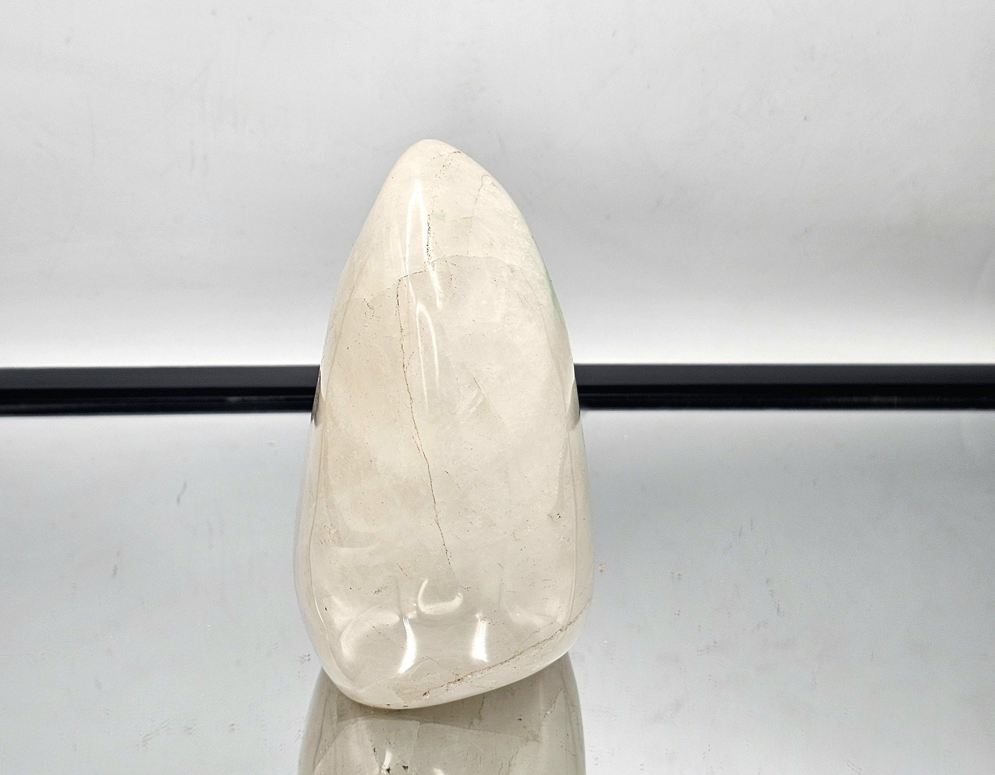 Rare Quartz crystal with Green Fuchsite inclusion from Madagascar, a stunning and unique piece for any collection.