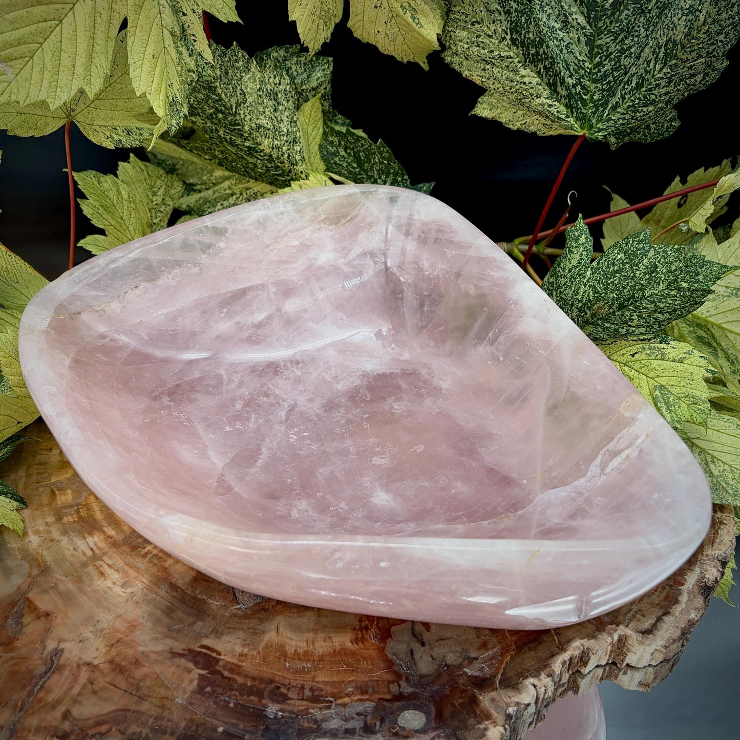 Rose Quartz decorative crystal bowl for statement home decor