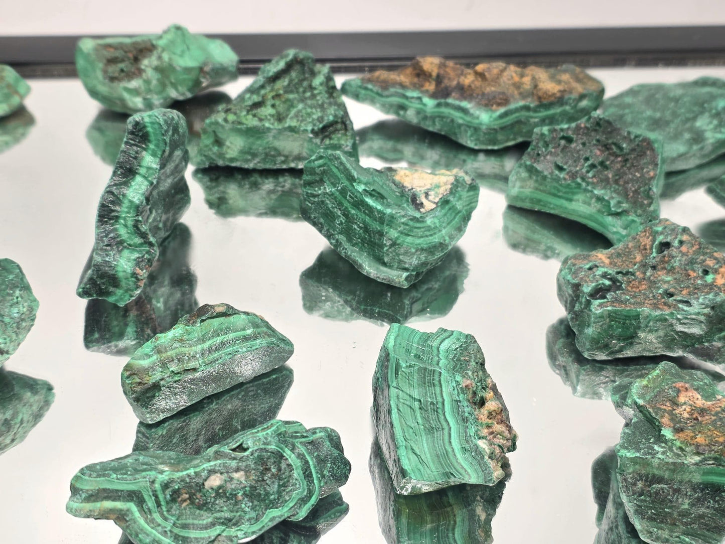 Rough banded Malachite 250g batch – lapidary grade raw crystal for cutting and polishing.