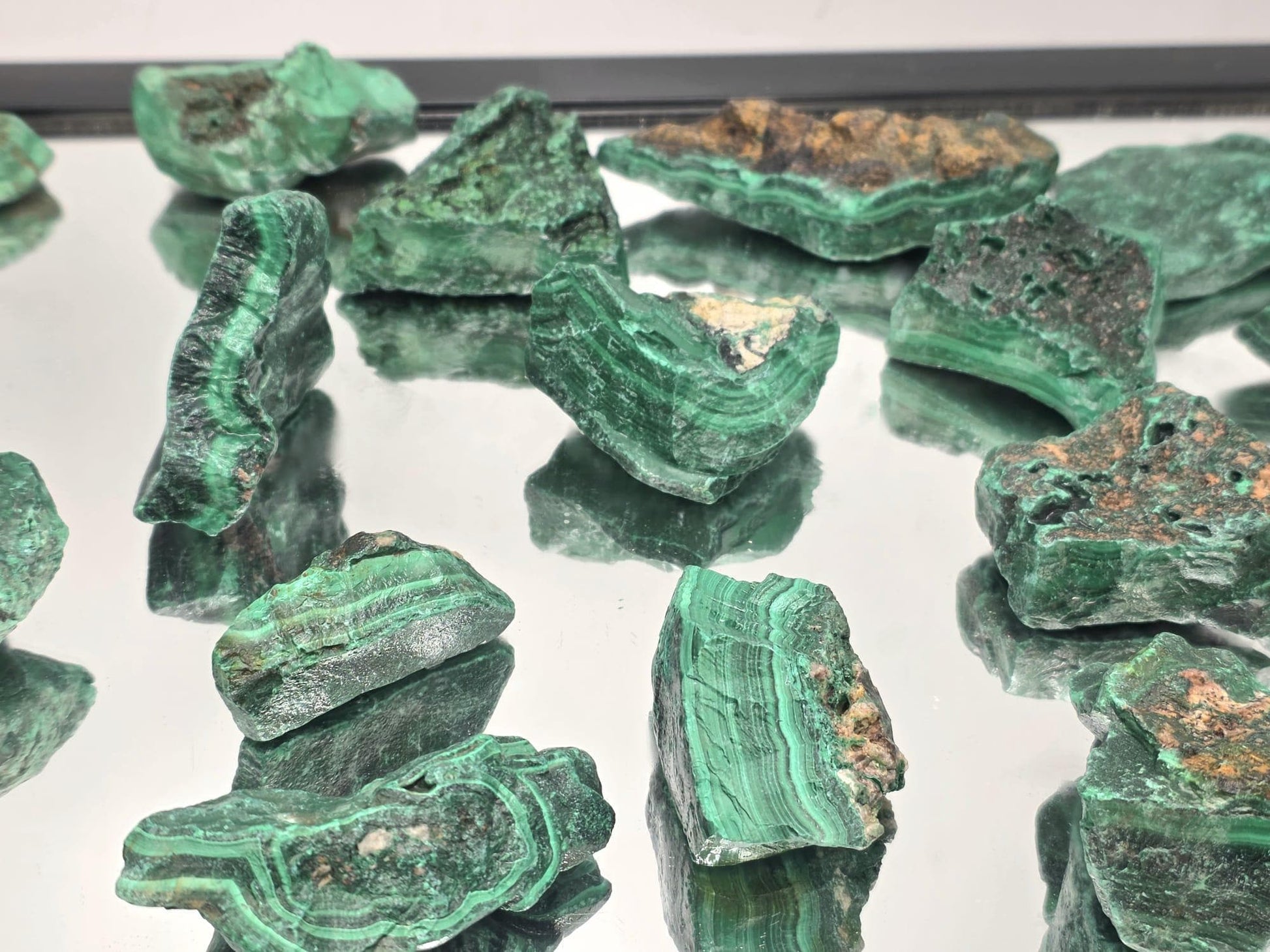Rough banded Malachite 250g batch – lapidary grade raw crystal for cutting and polishing.