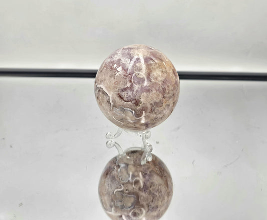 Flower Sakura Agate and Amethyst sphere with delicate floral patterns, part of our curated collection.