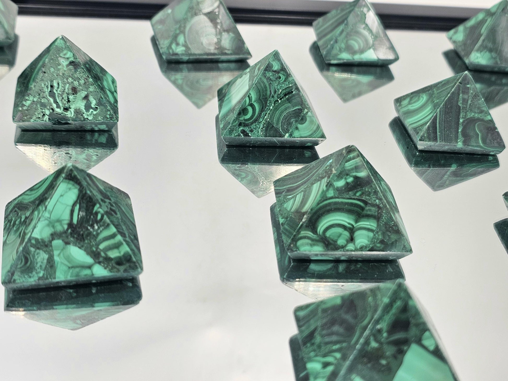 small high quality malachite pyramids